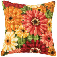 Kreuzstich-Kissen-Set Gerbera - Stickbild vorgezeichnet