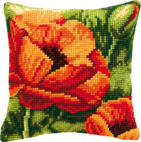 Kreuzstich-Kissen-Set Orange Blume - Stickbild vorgezeichnet