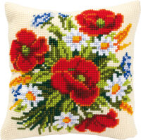 Kreuzstich-Kissen-Set Blumen - Stickbild vorgezeichnet