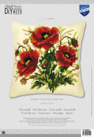 Kreuzstich-Kissen-Set Blumenstrauß aus Mohn -...
