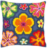 Kreuzstich-Kissen-Set Flower Power - Stickbild vorgezeichnet