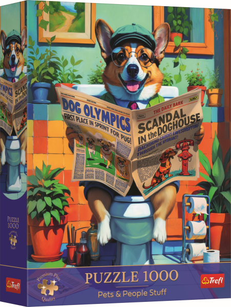 Trefl, Corgi auf der Toilette, 1000 Teile Premium Plus Puzzle