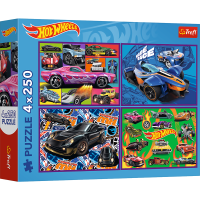 Trefl, Hot Wheels, 4x250 Teile Puzzle