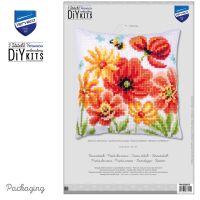 Kreuzstich-Kissen-Set Mohn- und Wildblumen - Stickbild...