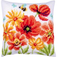 Kreuzstich-Kissen-Set Mohn- und Wildblumen - Stickbild...