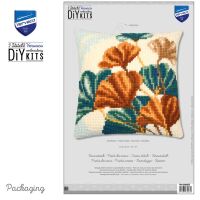 Kreuzstich-Kissen-Set Ginkoblätter - Stickbild...