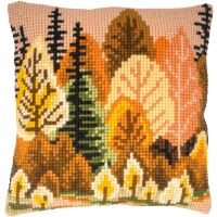 Kreuzstich-Kissen-Set Herbstwald - Stickbild vorgezeichnet