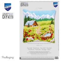 Kreuzstich-Kissen-Set Bergwiese mit Blumen - Stickbild...