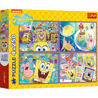 Trefl, Verrückte Welt von Spongebob, 4x250 Teile Puzzle