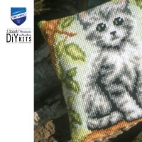 Kreuzstichkissenpackung Kätzchen - Stickbild vorgezeichnet