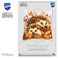Kreuzstichkissenpackung Igel im Herbst - Stickbild...