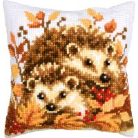 Kreuzstichkissenpackung Igel im Herbst - Stickbild...