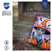 Kreuzstichkissenpackung Halloween-Kätzchen - Stickbild vorgezeichnet