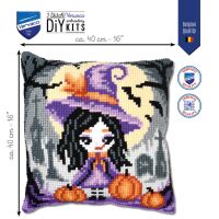 Kreuzstichkissenpackung Halloween-Mädchen - Stickbild vorgezeichnet
