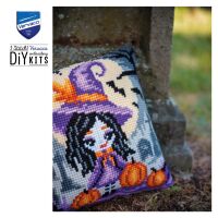 Kreuzstichkissenpackung Halloween-Mädchen - Stickbild vorgezeichnet